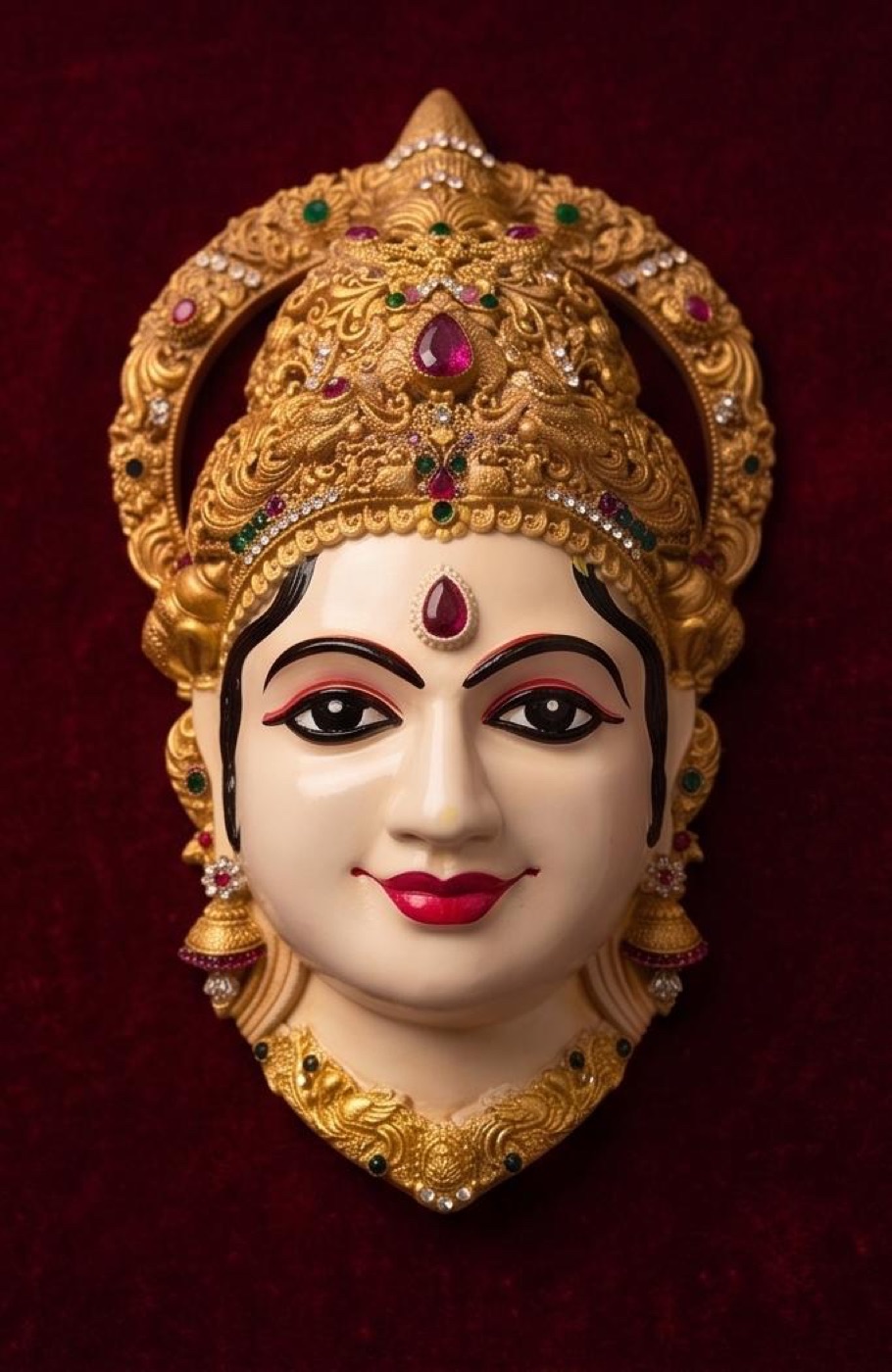 Amman face with gold jeweled crown